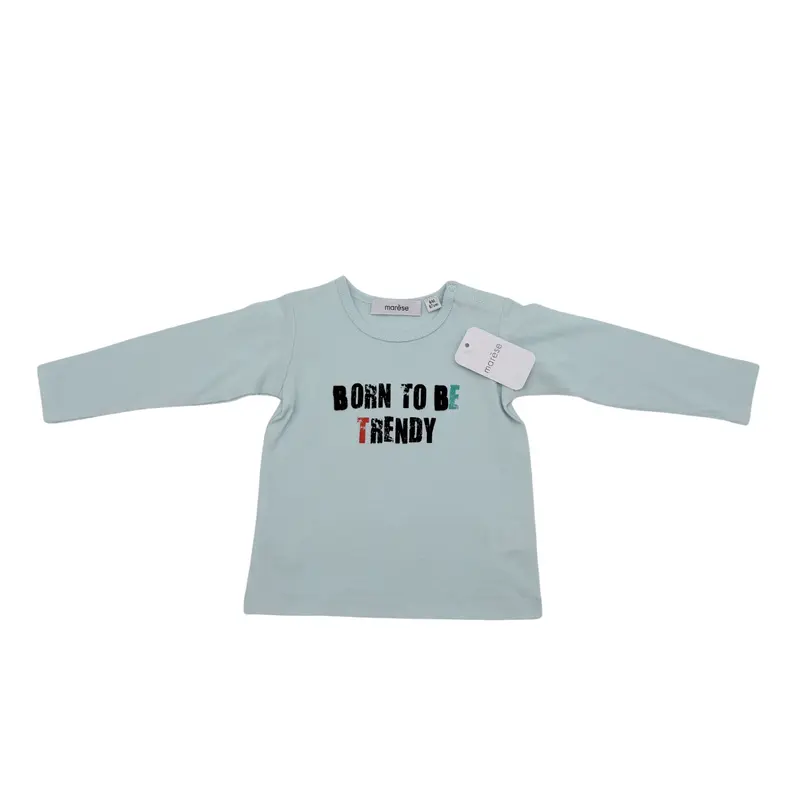 T-shirt bleu ciel “Born to be Trendy” — 6 mois
