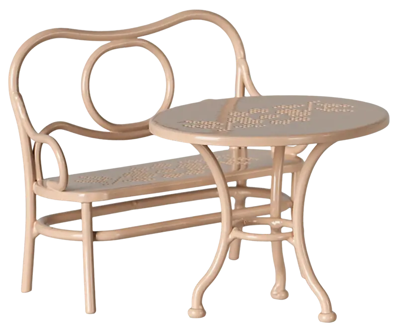 Table à café et banc Rose pâle