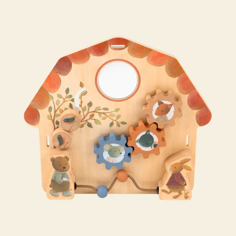 Tableau d'activités en bois bébé