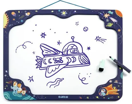 Tableau magnétique enfant Espace en bois avec feutre