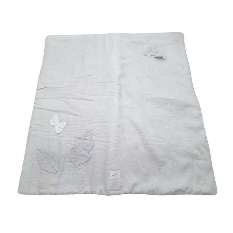 Tapis d’éveil en lin français greige — 98x98 cm