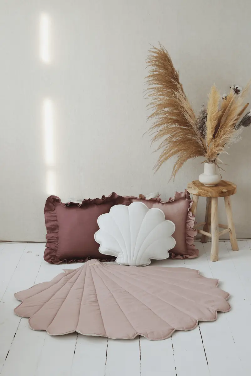 Tapis en lin, Rose poudré • Coquillage