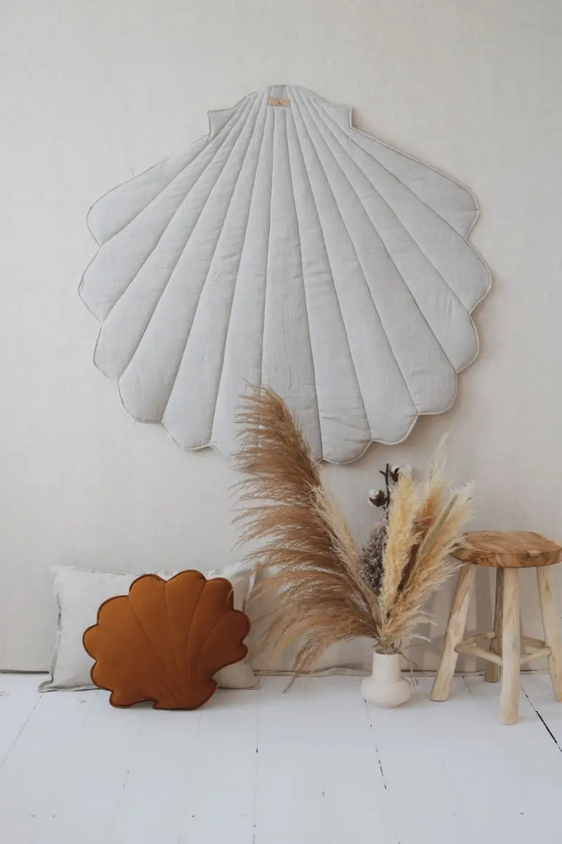 Tapis en lin, Sable • Coquillage