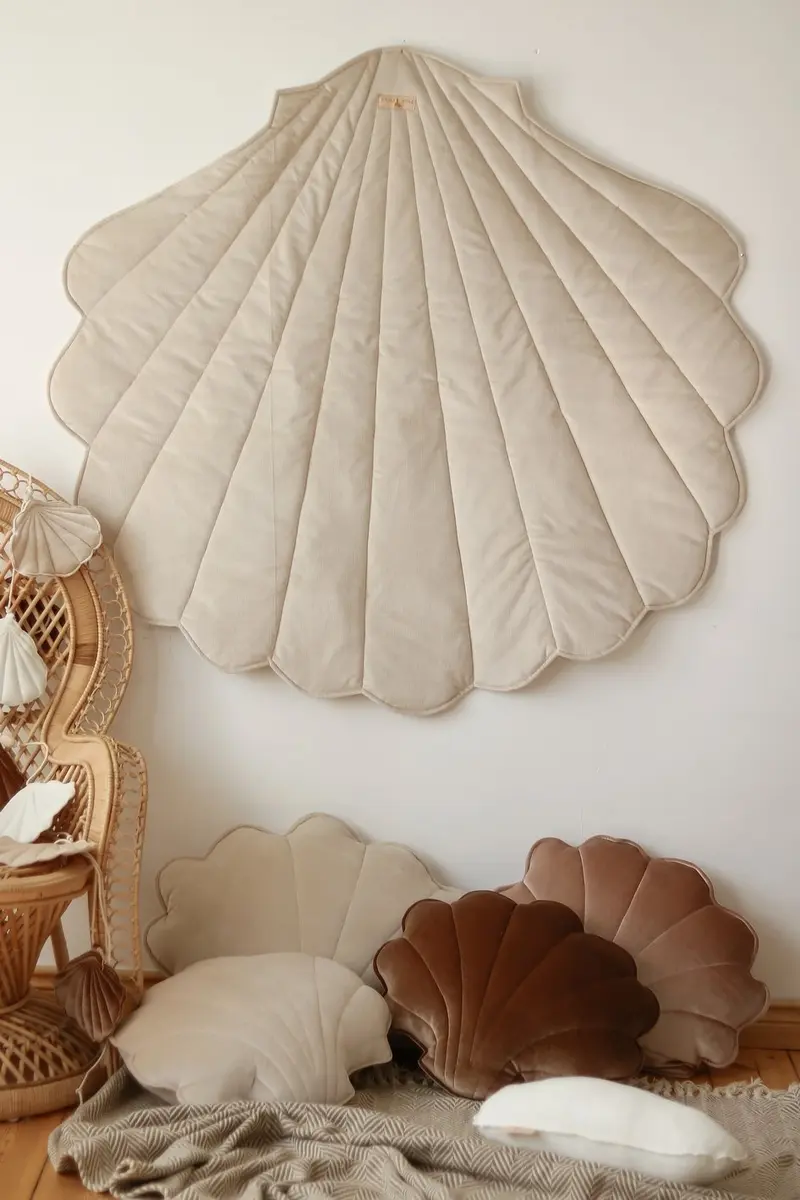 Tapis en velours, Crème • Coquillage