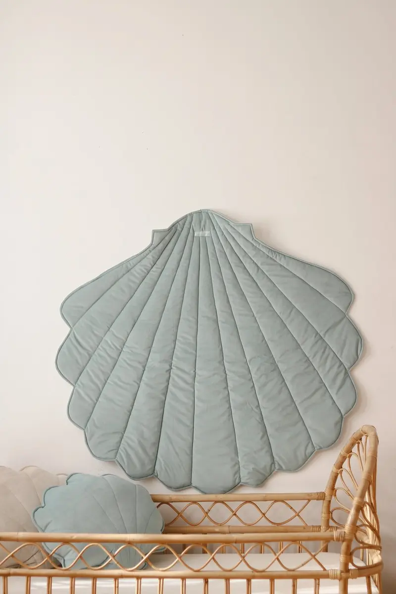 Tapis en velours, Menthe poudré • Coquillage