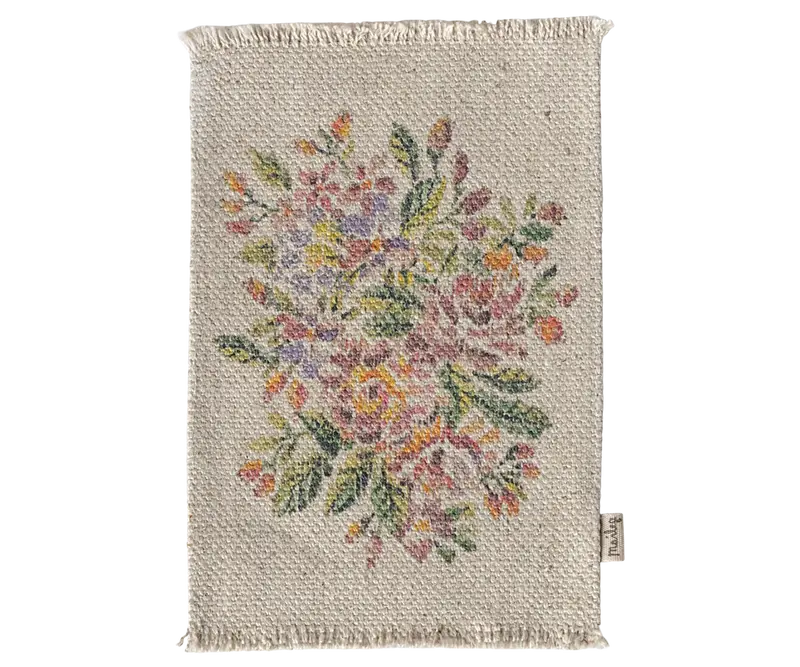 Tapis maison de poupée motif fleur 16 x 10,5 cm