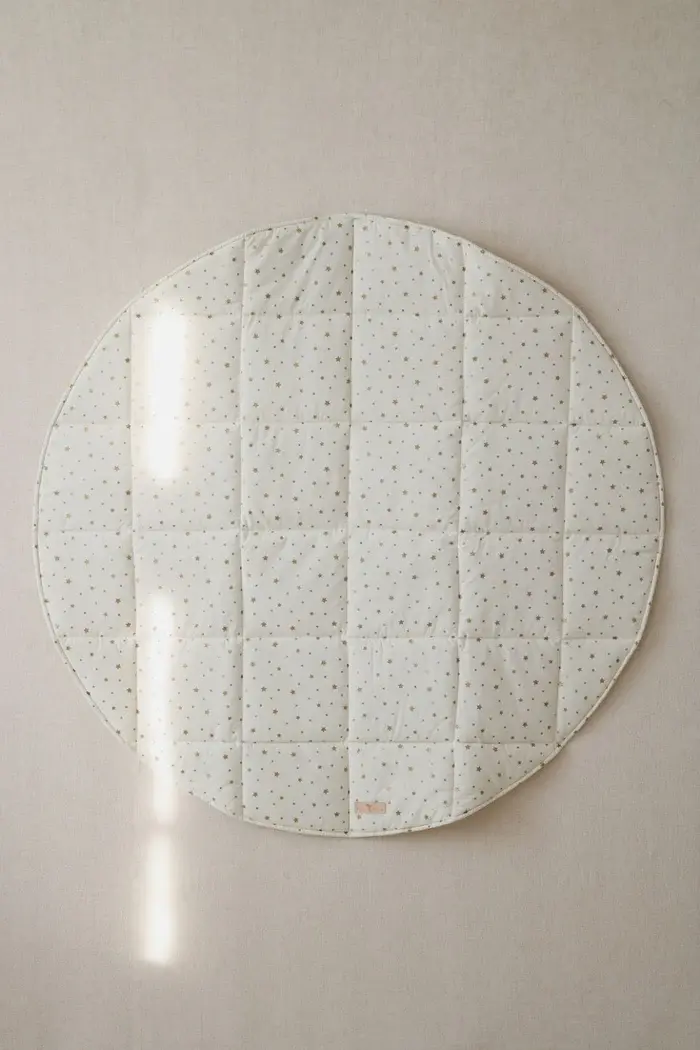 Tapis rond en coton imprimé • Gold Stars