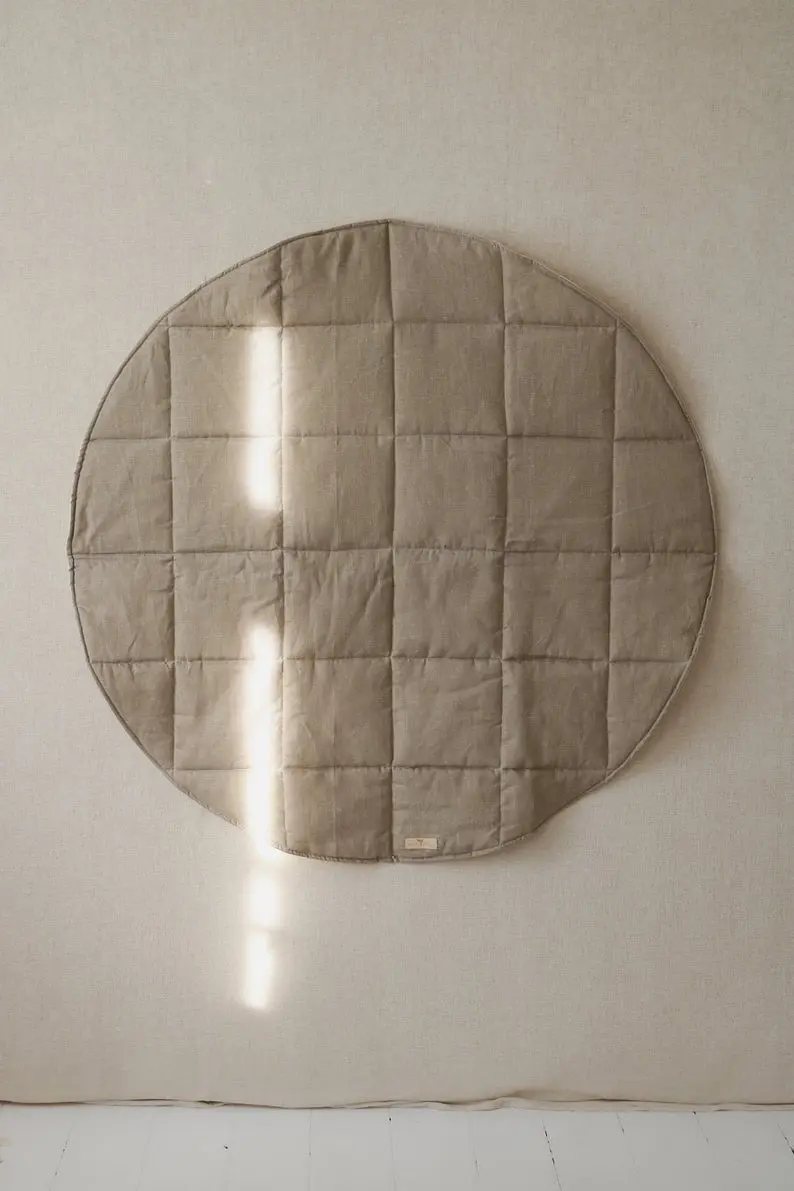 Tapis rond en lin, Lin naturel • Oh