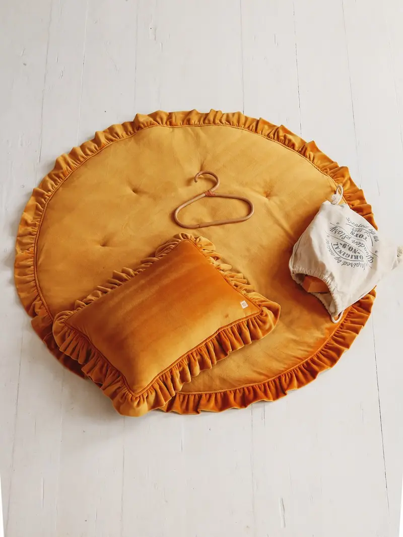 Tapis rond en lin, Moutarde • Oh