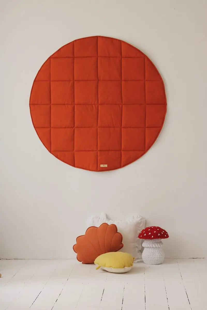 Tapis rond en lin, Rouge • Oh