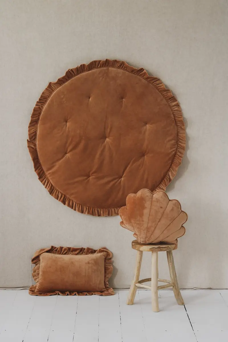 Tapis rond en velours, Caramel • Oh