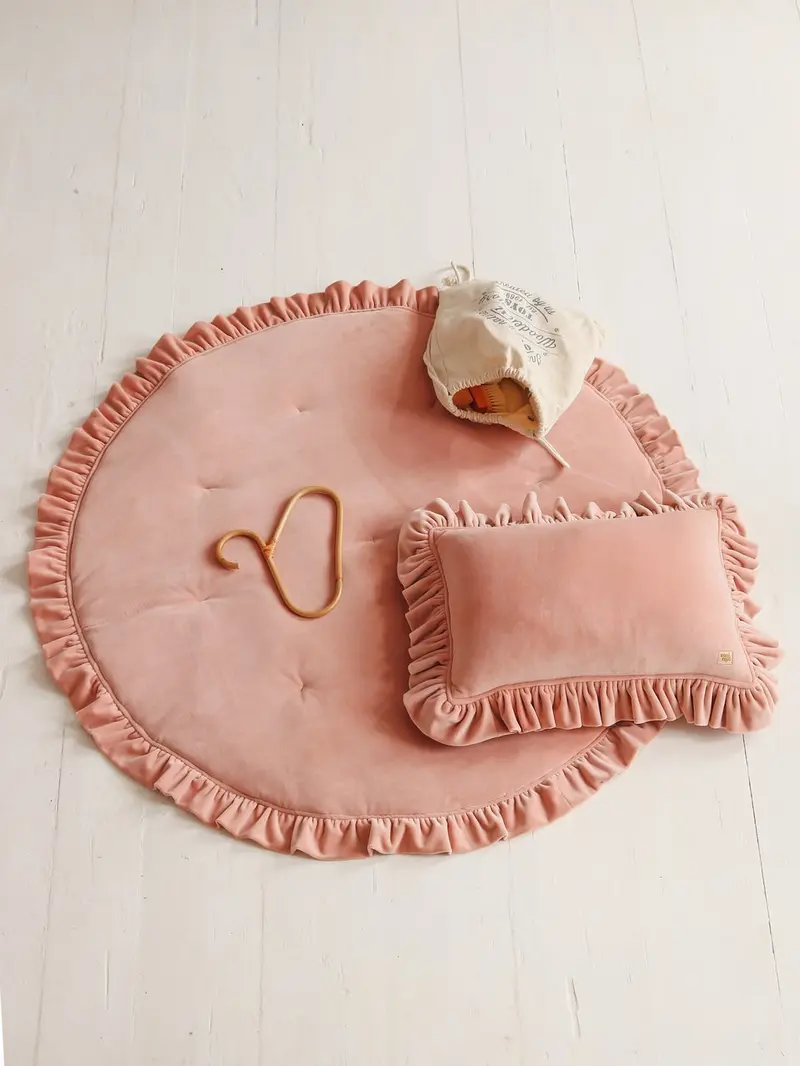 Tapis rond en velours, Rose • Oh