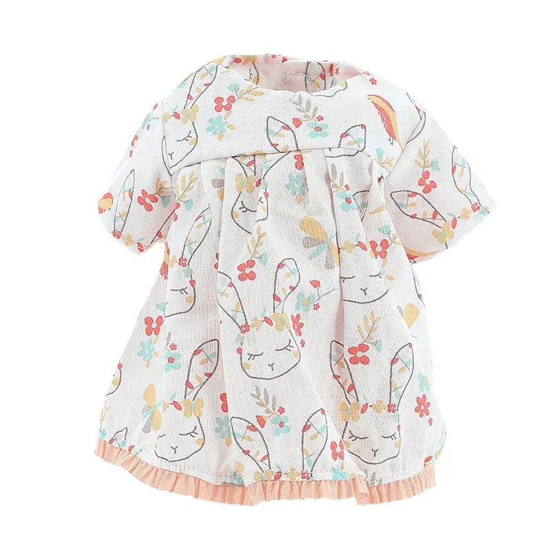 Tenue poupée 28 cm Lola - robe lapins et bandeau vert