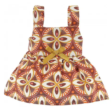 Tenue poupée 28cm Norah robe rouge moutarde + bandeau