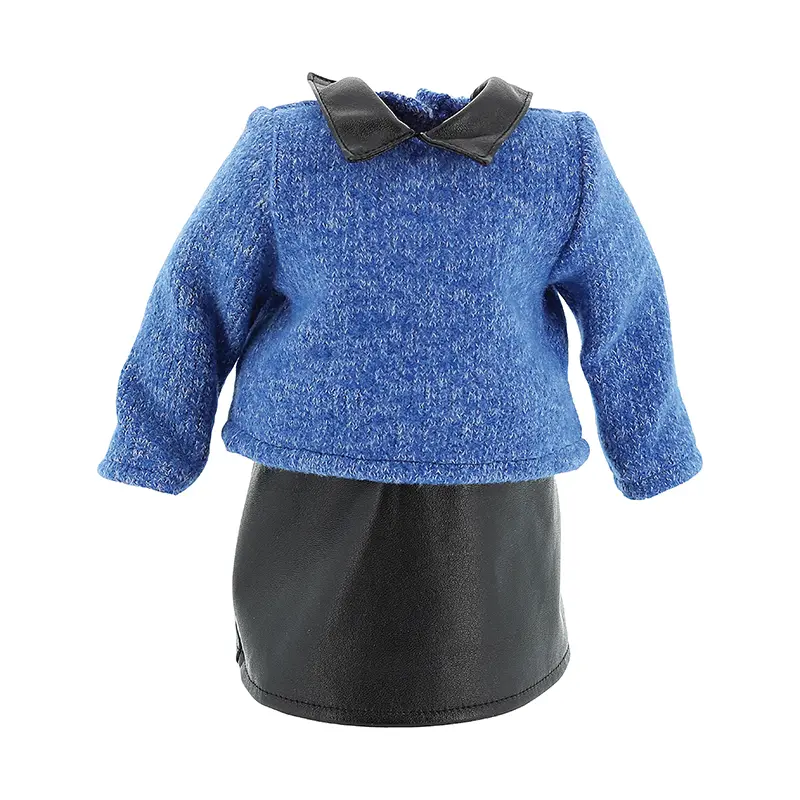 Tenue poupée 39-40 cm Joyce - jupe noire & pull bleu