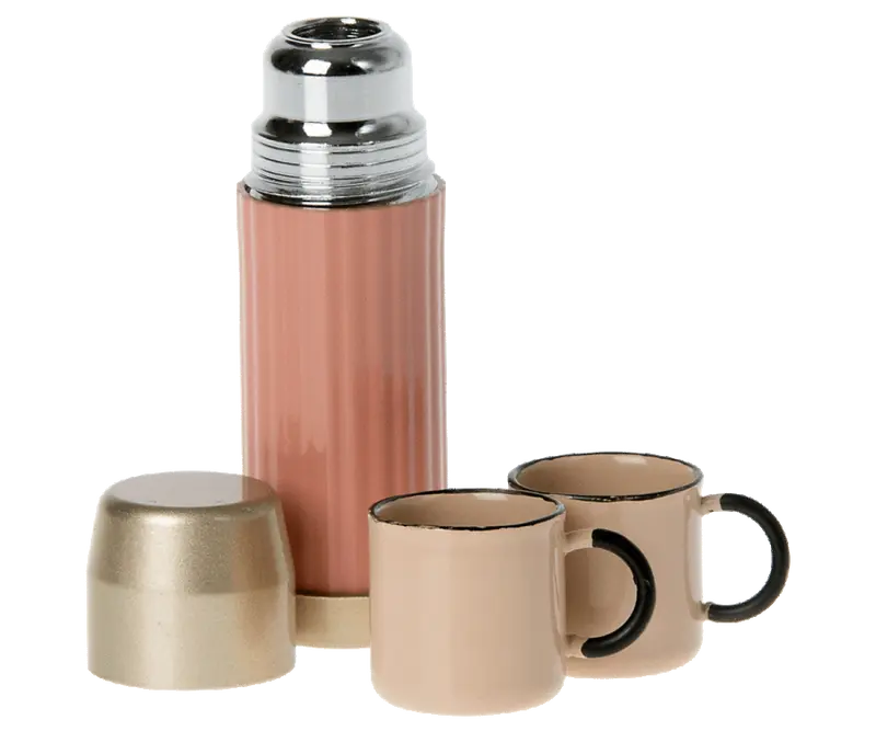 Thermos et tasses jouet en métal - Rose corail