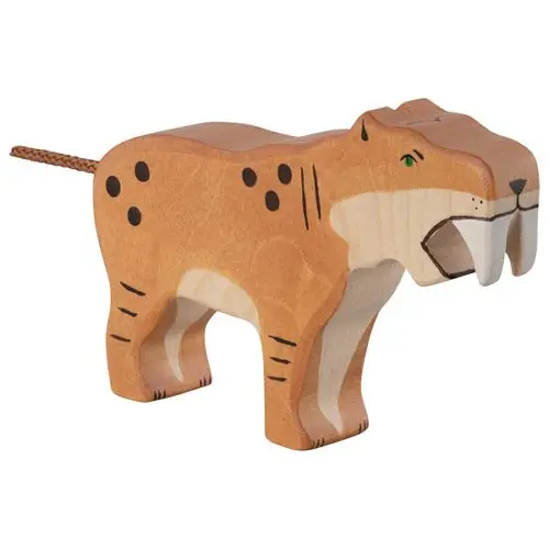 Tigre à dents de sabre - Figurine bois