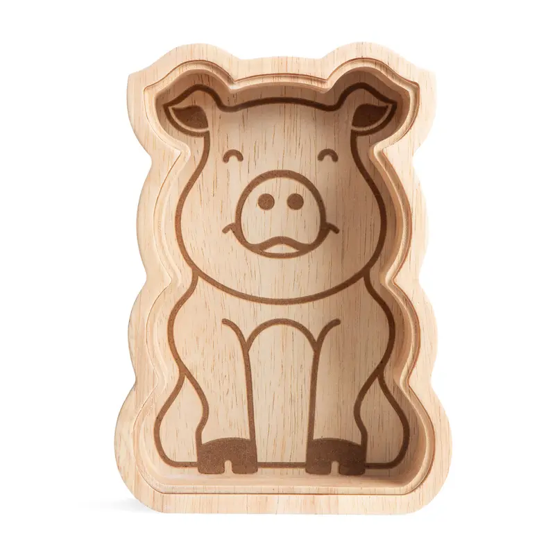 Tirelire cochon en bois pour enfants