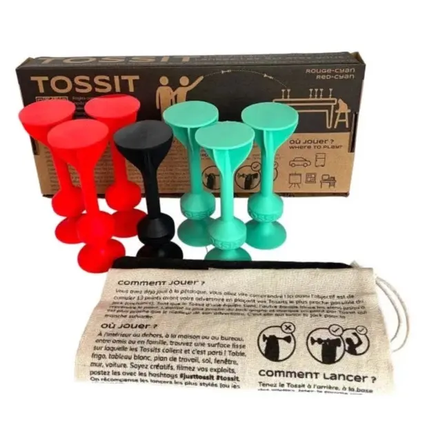 Tossit - Jeu d'adresse intérieur/extérieur Rouge-Cyan