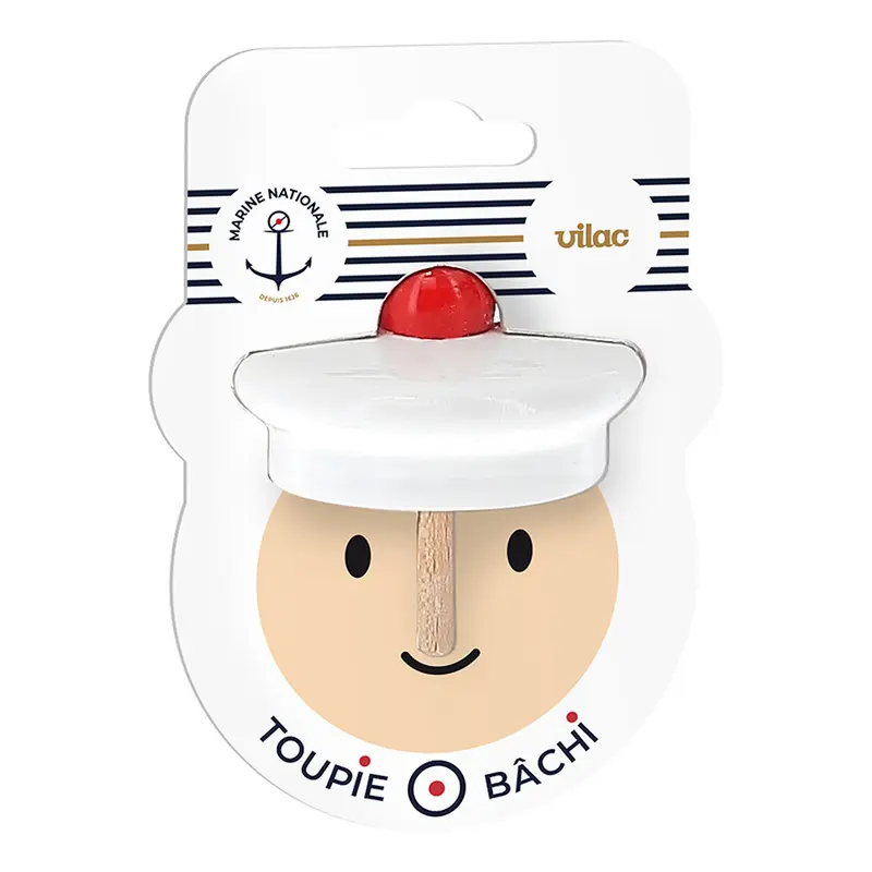 Toupie en bois bâchi Marine nationale, fabriquée en France