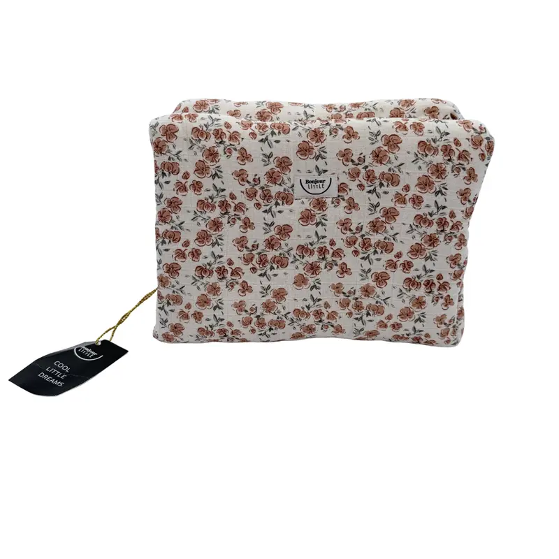 Trousse de toilette fleurie écru