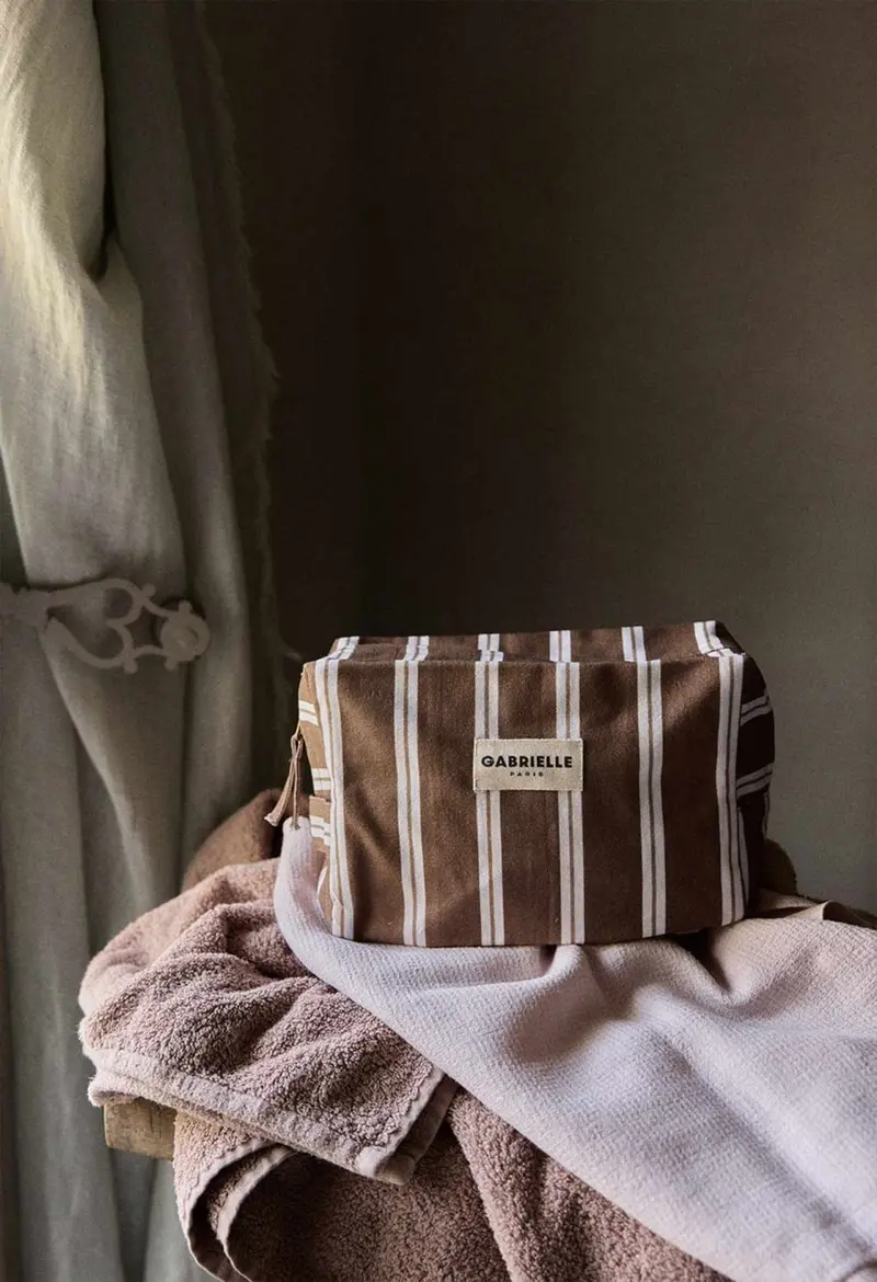Trousse de Toilette Rayures Noisette - Gabrielle Paris