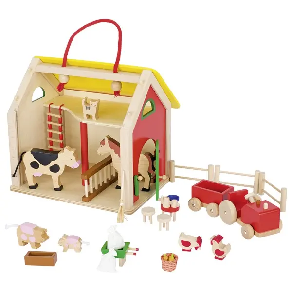 Valise Ferme en Bois avec 31 Accessoires pour Enfants 3+
