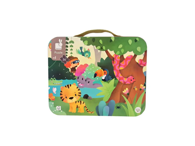 Valisette puzzle panoramique - Jungle - 36 pièces