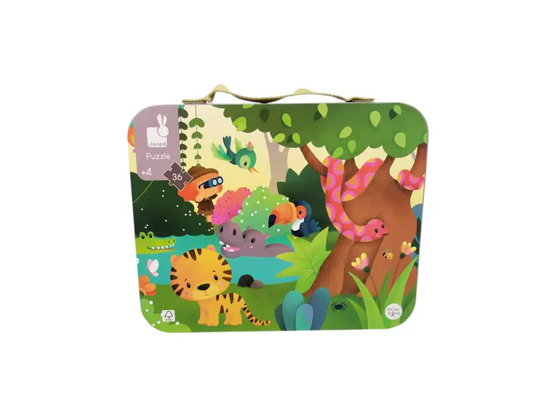Valisette puzzle panoramique - Jungle - 36 pièces