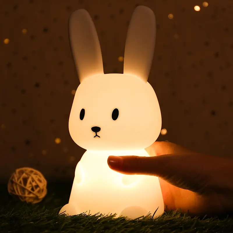 Veilleuse Bébé Lapin Rechargeable en Silicone – 7 Couleurs