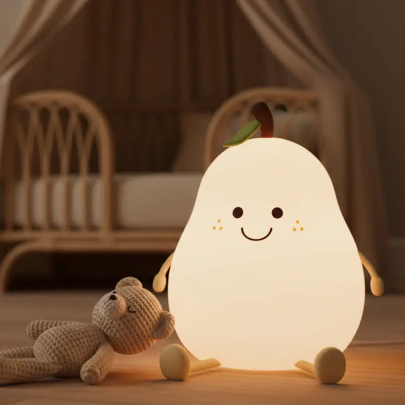 Veilleuse Bébé Rechargeable en Silicone – Victoire la Poire