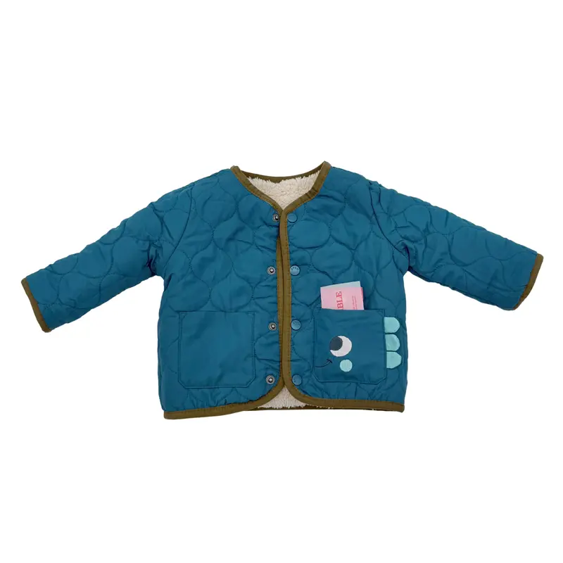 Veste réversible bébé écrue et bleu canard - 9 mois