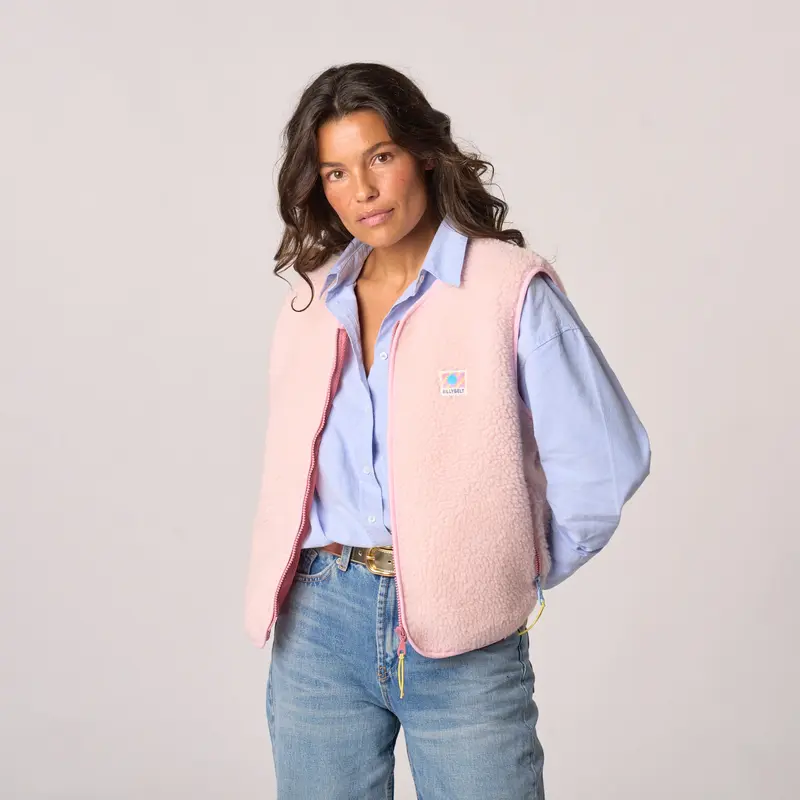 Veste Sans Manches en Sherpa Rose Pâle - Billybelt
