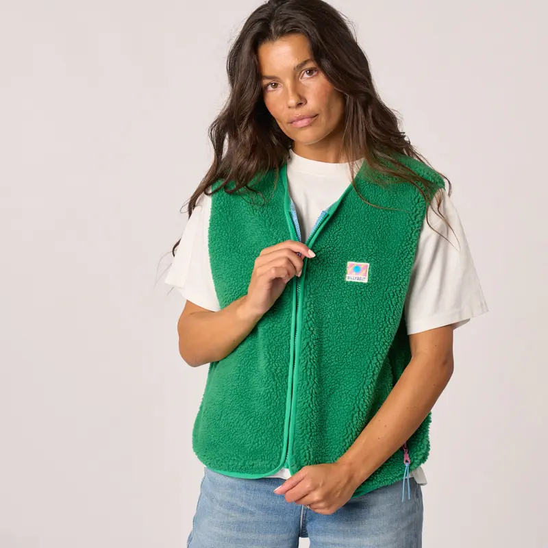 Veste Sans Manches en Sherpa Vert - Billybelt