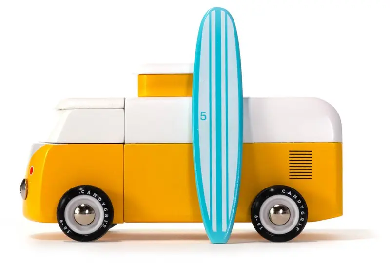 Voiture en Bois Candycar World - Van de Plage Jaune