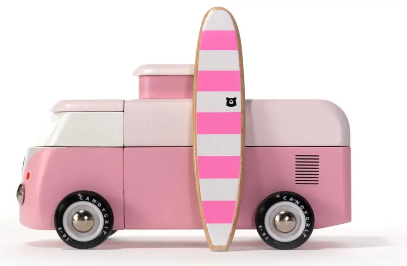 Voiture en Bois Candycar World - Van de Plage Rose