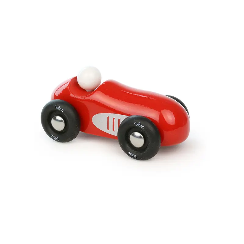 Voiture en bois laqué rouge